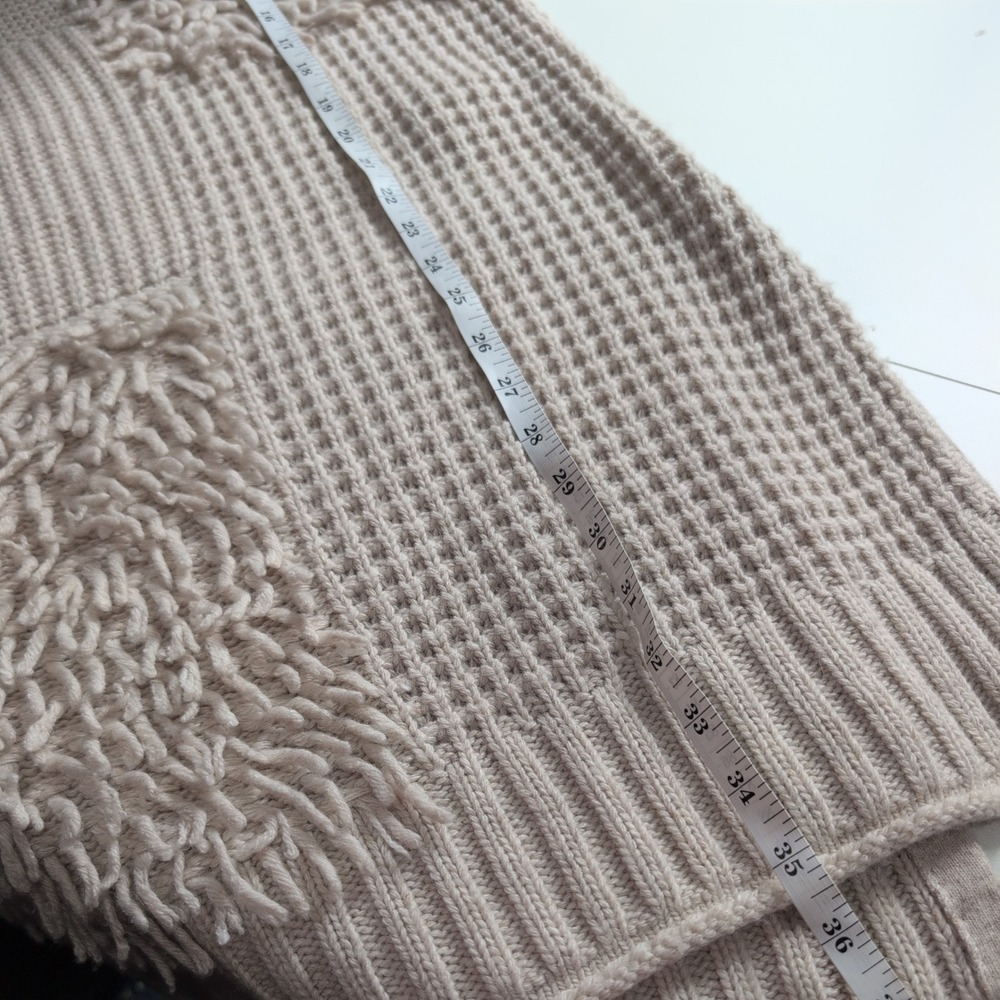 Pilcro Anthropologie Womens Beige Shaggy Fringe Mixed Knit Sleeveless Tunic S - Picture 10 of 11